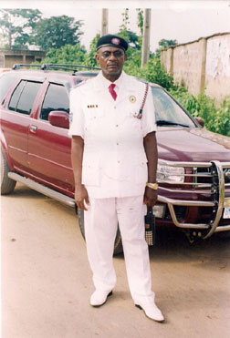 SOLF's Onitsha Director Apostle Bertram Agbanusi uniformed as Chaplain General in 'Operational Uniform' of United Nigeria Chaplaincy Association, West Africa.